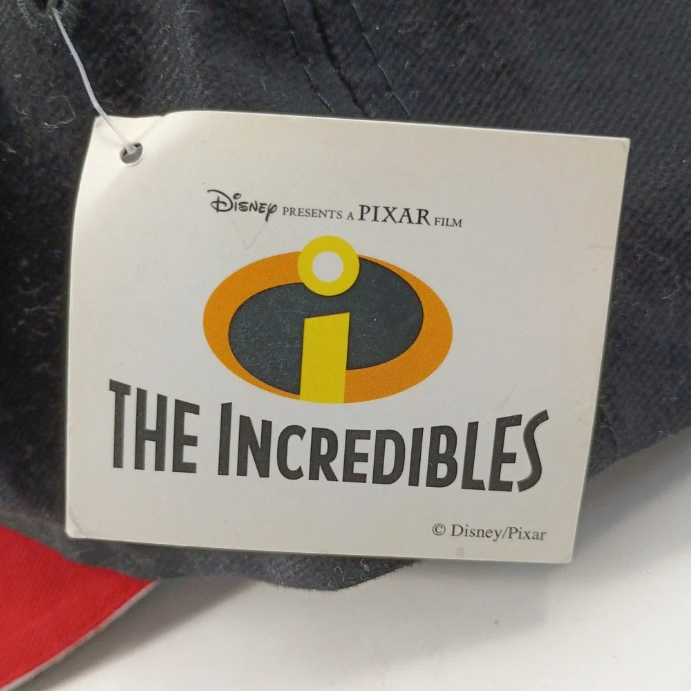 Disney‎ Pixar The Incredibles Promo Baseball Cap Hat Black Red Rim - RARE